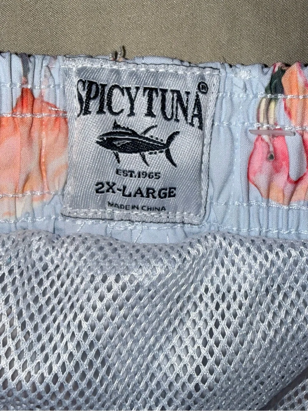 Spicy Tuna Men’s Swim Trunks Flamingo Print Size 2XL